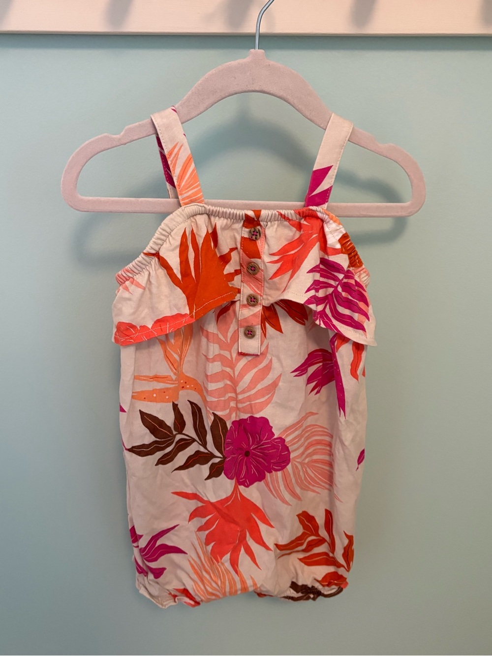 Carter's Tropical Floral Romper in Pink, Orange & Brown